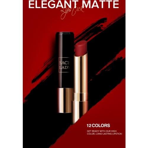 Matte Lipstick 12 Colors Long-lasting Moisturizing Lip Stick Non-stick Fine and Smooth Texture Not Greasy Xmas Gift TSLM1