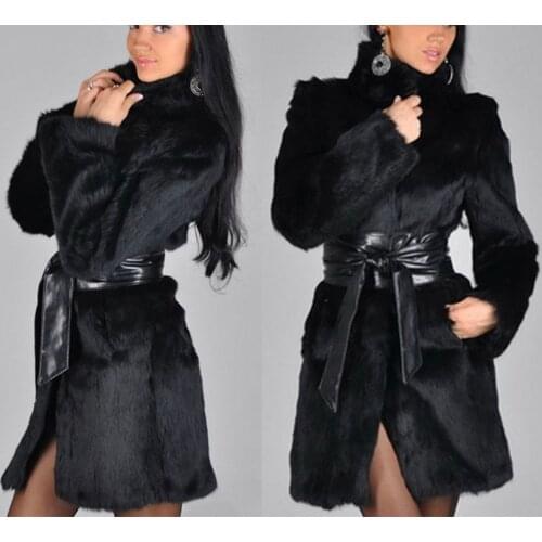Haining fur mink coat fox fur coat medium length imitation fur special offer coats and jackets women fur trim coat