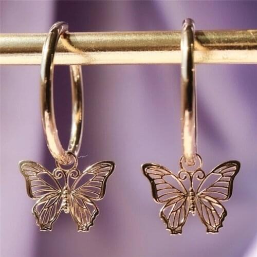 Fashion Butterfly Drop Earrings For Women Gold Color Exquisite Hollow Butterfly Earring Sets Charm Jewelry