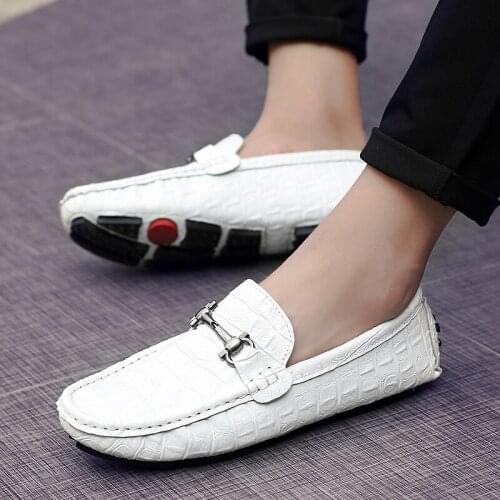 Mens Genuine Leather Leisure Comfy Soft Casual Loafers Slip On Shoes Luxury Brand Male Moccasins Gentleman Driving Flat Shoes I
