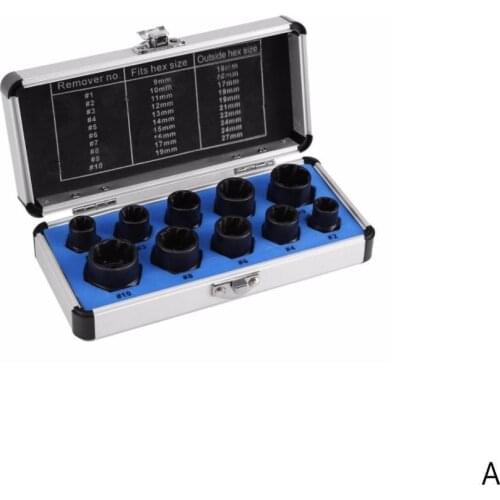 10pcs/set Nut Removal Tools Damaged Rounded Bolt Nut Tool Tools Damaged Remover Removal Set Screws Bolts Extractor Nuts T0S2