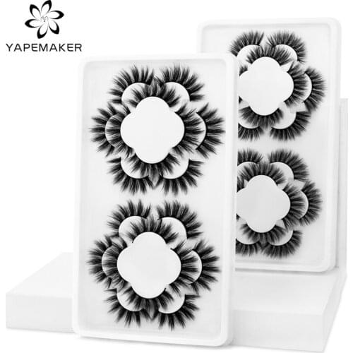 YAPEMAKER False Eyelashes 3D Mink Handmade Natural Long Thick Fluffy Fake Eyelashes Reusable Eye Lashes Makeup Extension Tools