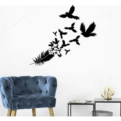 Wall Decal Birds Feather Beautiful Room Decor Art Vinyl Wall Sticker Mural Home Decoration Wallpaper Removable 4323