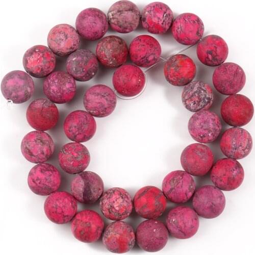 Natural Stone Matte Fuchsia Turquoises Sea Sediment Jaspers Beads Loose Beads For Jewelry Making DIY Bracelet 4/6/8/10mm