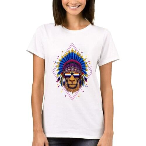 New The Indian King Women T-Shirt Ladys Indian Lion Printed Tops Short Sleeve Funny Tee