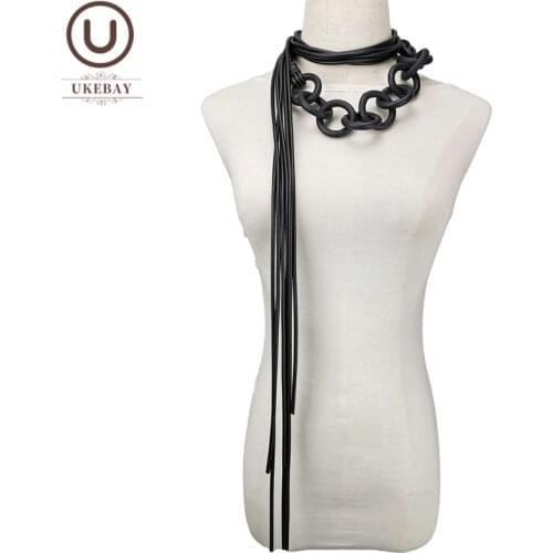 UKEBAY New Handmade Luxury Rubber Necklaces For Women Long Chain Different Wears Jewelry Goth Accessories Necklace Black Chains