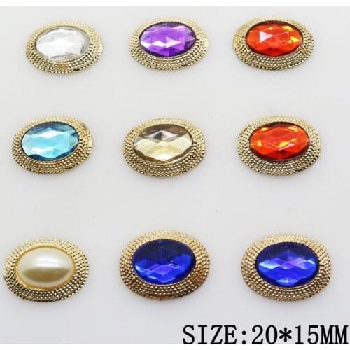 New fashion 10pcs 20*15mm Gold Resin Metal Rhinestone Beads Jewelry Accessories/Component for Caps Decoration Wholesale Supply