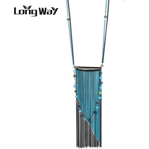 LongWay Vintage Style Stone Beads Necklaces Gold Color Pendant Necklaces for women Handmade Jewelry Christmas Gifts SNE160242