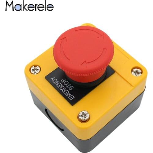 Plastic Shell Red Sign Emergency Stop Mushroom Push Button Switch NC Button Switch Box