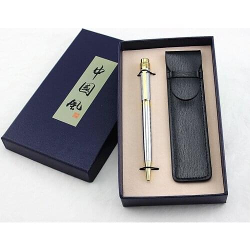 Gift box Ball Pen rod rotating Metal ballpoint Pen Stationery Ballpen 0.7mm black ink Office School Supplies Gift pencil bag