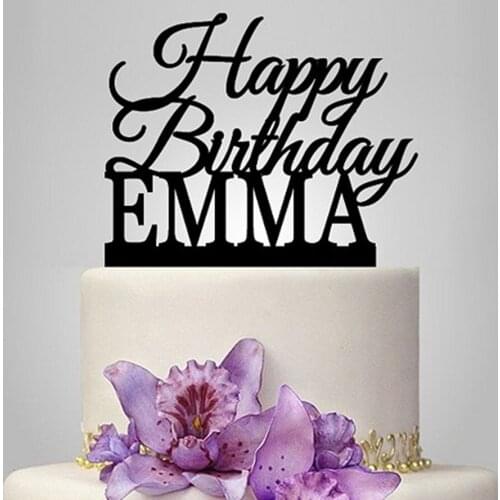 Custom Name Happy Birthday Cake Topper Personalized Baby Shower Childrens Birthday Cake Topper Party Decorations Supplies