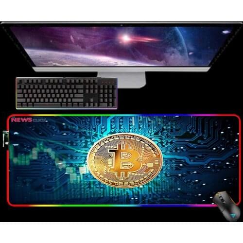 RGB Art Bitcoin Mouse Pad 35x60 Alfombrilla Raton Mousepad Gamer LED Anime Mause Pad No-slip with Backlit Tapis De Souris 90x30
