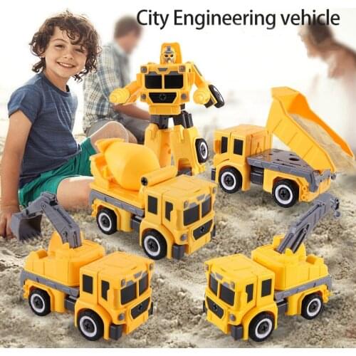 Robot Disassembly Loading Unloading Engineering Truck Excavator Bulldozer Kids Robot Boys Creative Tool Education Toys Car Model