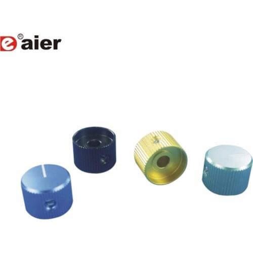 4PCS Aluminum Metal Knob With 6.35mm Shaft Hole Diameter White Pointer Index Zinc Alloy Knurled Caps Potentiometer Guitar Knobs