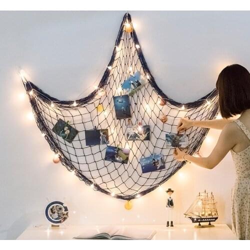 Mermaid Party Fish Net Under The Sea Pirate Decoration DIY Photo Wall Ornaments Hanging Photo Display Frame Pictures Holder Net