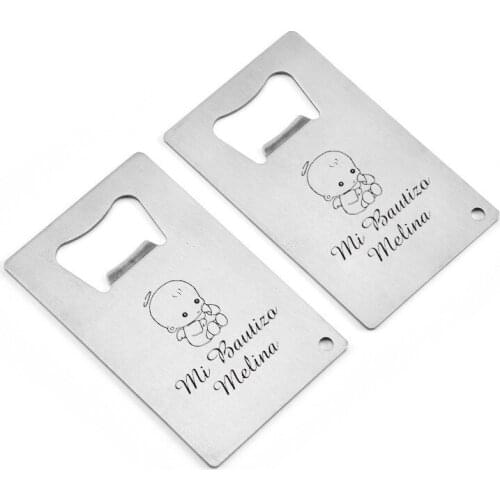 25x Personalized Silver Credit Card Bottle Opener Religious Favor Personalized Baptism First Communion Gift Christening Souvenir