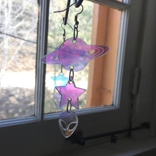 Alien Galaxy Earrings // Space Earrings // Funky Statement Earrings //Iridescent Space Themed Earrings