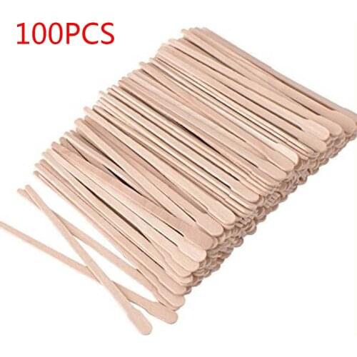 100pcs Small Applicator Spatulas Face Eyebrows Body Wooden Depilation Flat Head Disposable Waxing Sticks Salon Tool Hair Removal