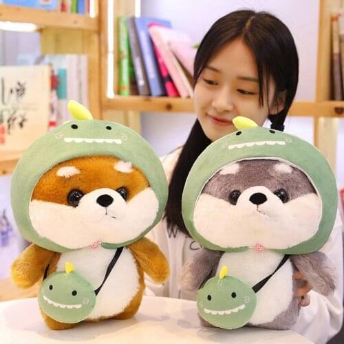 Cute Shiba Inu Dog Husky Cosplay Totoro Panda Duck Frog Dinosaur Rabbit Plush Toy Stuffed Animal Doll Soft Pillow Kids GirlsGift