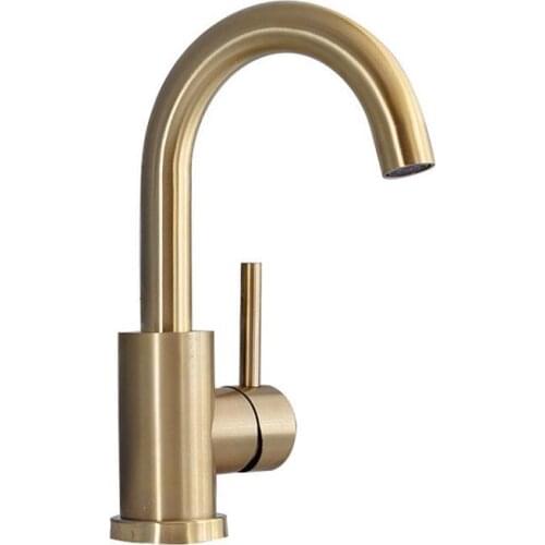 Bathroom Faucet Brushed Gold Bathroom Basin Faucet Cold And Hot Sink Mixer Sink Tap Single Handle Deck Mounted Water Tap