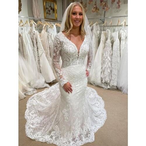 Sqosawe Long Sleeve Wedding Dresses