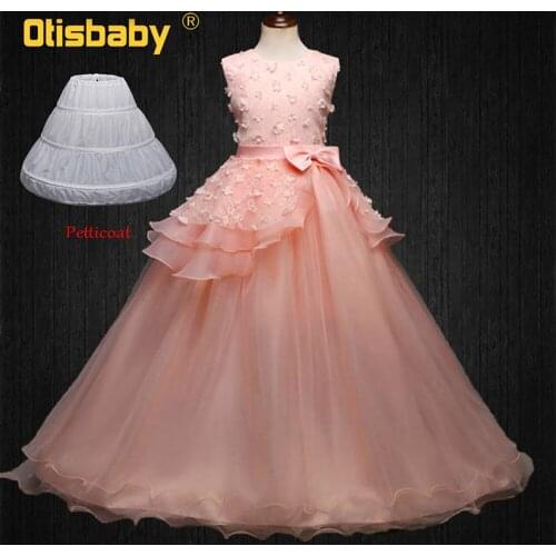 2020 Summer Flower Girls Tulle Appliques Dresses for Wedding Kids Pageant Evening Dress First Holy Communion Dresses for Teens