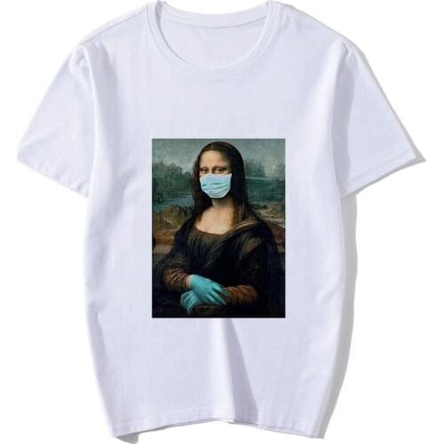 Vogue Summer 2020 Mona Lisa Women T Shirt Funny Spoof Summer Fashion Casual Short Sleeve Aesthetic Female T-shirt Tumblr Tshirt