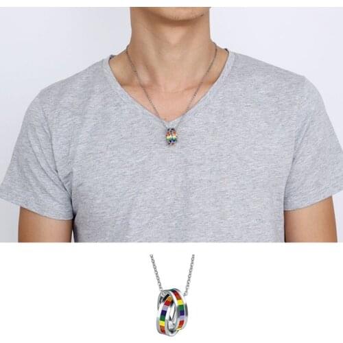 Womens necklace Pendants with Chain Rainbow Colorful Circle Zinc Alloy Metal Women Jewelry 2021 Female Ornament Woman Necklace