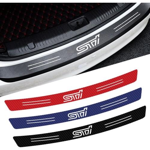 1Pcs Car Styling Carbon Fiber STI logo Emblem Tail trunk Rear Bumper Sticker For SUBARU LEGACY Forester Outback Rally WRC WRX XV
