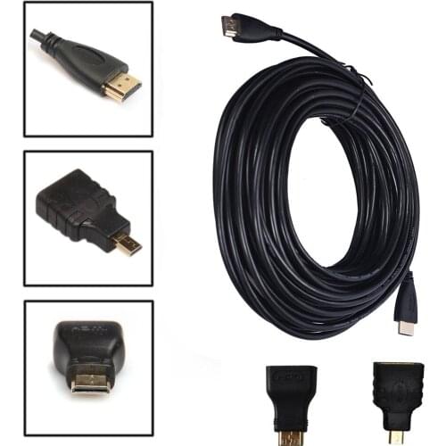 10M 3in1 HDMI-compatible to HDMI-compatible/Mini/Micro HDMI-compatible Adaptor Cable Kit HD for Tablet PC TV HDMI-cable