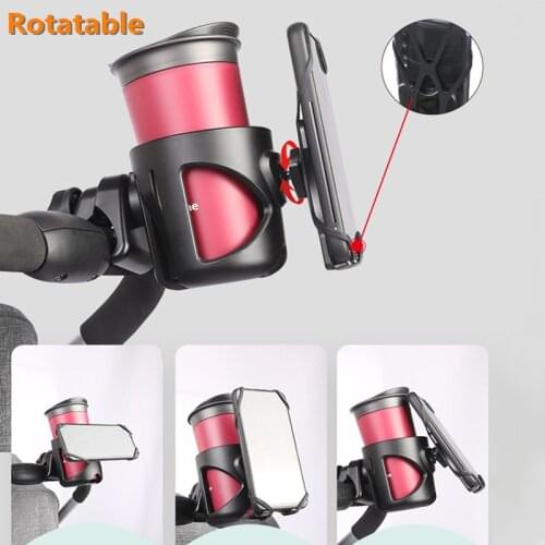 2 In 1Baby Bottle Mobile Phone Holder For Baby Stroller Portable Two In One Water Cup Holder Baby Stroller Accessories