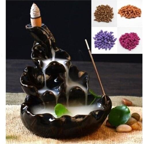 20Pcs/PackBack Flow Incense Cone Reflux Tower Decoration Mixed Rose Jasmine Lavender Osmanthus Backflow Smoke Bullet