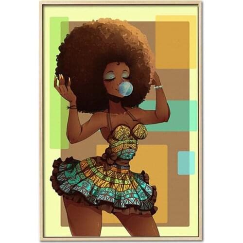 2021 Round Diamond Painting Modern Cartoon Art Stylish Sexy Black Woman Full Square Rhinestone Of Picture Diamond MosaicZP-4873