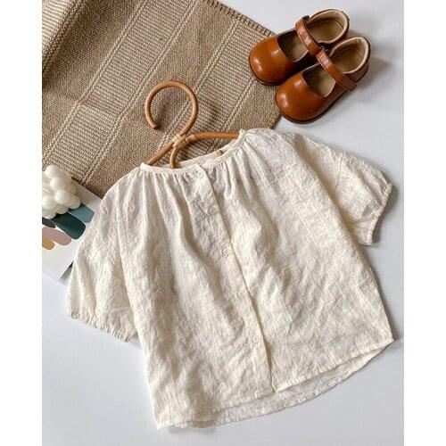 2021 Summer Baby Girls Pure Color Shirts Korean Style Casual Tops Toddlers Kids Blouses