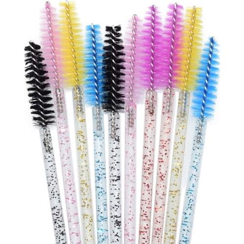 250Pcs Makeup brushes Disposable Crystal Eyebrow brush Diamond Handle Mascara Wand Applicator Eye Lashes Eyelash Extension Tool