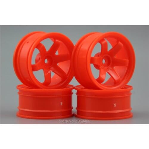 4pcs 1/10 Touring&Drift Wheel Rim W6SNO ( Orange) 6mm offset fits for 1:10 Touring&Drift Car 1/10 Rim 10002