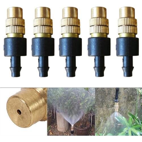 5Pcs Brass Spray Fog Mist Nozzle Adjustable Irrigation Cooling Sprinkler Head Set