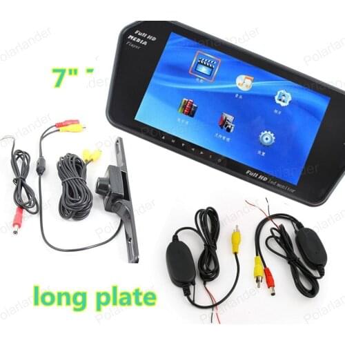 7 Inch bluetooth mirror mp5 Car Monitor with wireless long plate night vsion camera rearviwe high quality hot sale