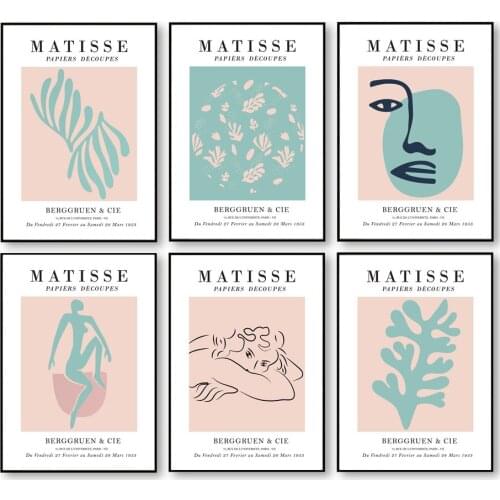Abstract Matisse Lines Face Woman Coral Nordic Posters And Prints Wall Art Canvas Painting Wall Pictures For Living Room Decor