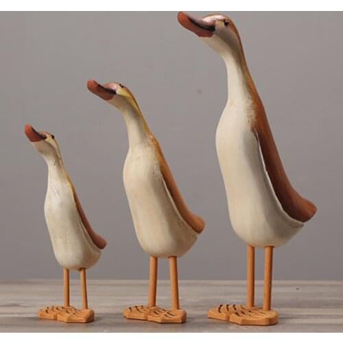 Home Decoration Accessories Adornos Para Casa Nordic Wooden Animal Duck Three-Piece Modeling Crafts Ornaments Creative Gifts