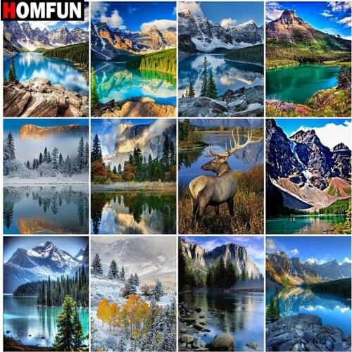 HOMFUN 5D Diy Diamond Painting Cross Stitch "Mountain waterfall landscape" Home Decor Full Rhinestones Inlay Diamond Embroidery