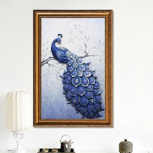Needlework 5D Diy Diamond Painting Cross Stitch Blue Peacock Special-shaped Diamond Full Round Diamond Embroidery Animal Serie