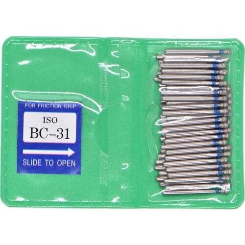 BC31 50 pcs 1.6mm Dental High Speed Burs High Speed Handpiece Turbine Diamond Burs Diamond Polishing Tooth Preparation