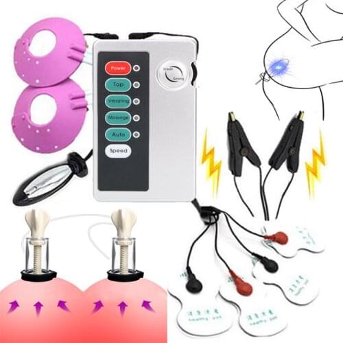 Bdsm Electric Shock Nipple Sucker Pump Breast Enlarger Massager Nipple Clamps Clitoris Stimulator Anal Plug Sex Toys For Women