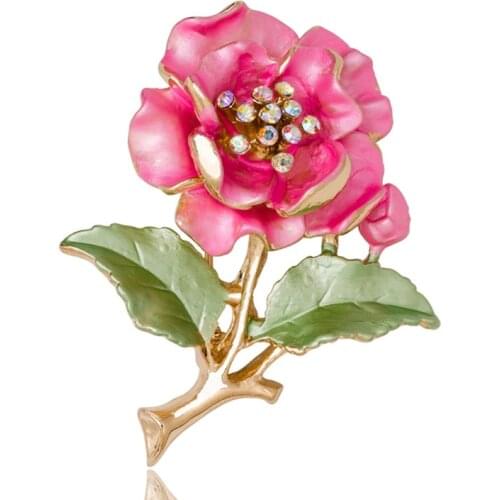 Cute Ladies Broches Wedding Dress Plant Jewelry Crystal Rhinestone Flower Brooch For Women Broshce Metal Leaf Broches Mujer pins