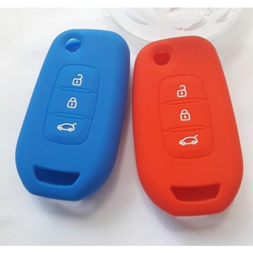 RUNFA AUTO Key Case For Renault Car Captur Kadjar Megane4 Symbol Silicone Cover Holder 3 Button Flip Key Protecting Jacket