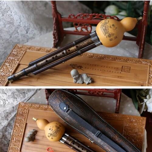 Black Bamboo Hulusi Flute Gourd Flauta Hulusi G F Key Calabash Flute C bB Folk Instrument Professional Calabash Flauta Hulusi