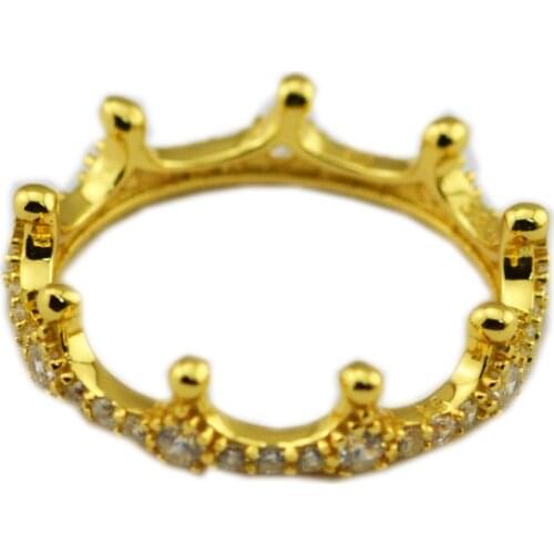 CKK 925 Sterling Silver Enchanted Crown Ring Gold-Plated Original Jewelry Making Fashion Anniversary Gift