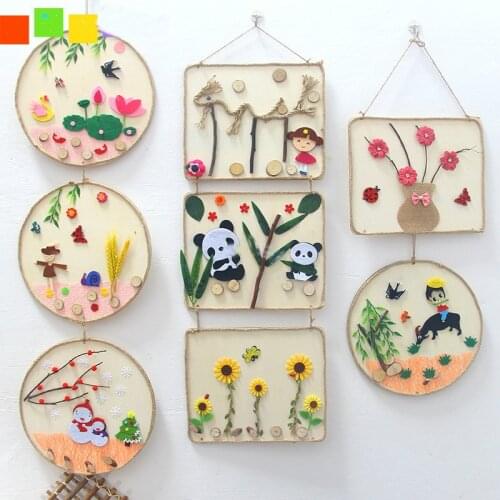 DIY Handmade stickers Painting Creative Learning Toy For Kids Cartoon Wood Board Paste Art Design Craft Home Decoration painting