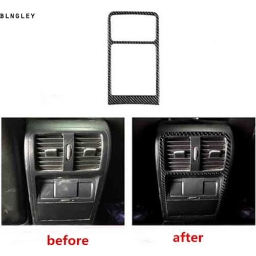 1pc Epoxy glue carbon fiber grain rear air conditioning outlet decoration cover for 2012-2016 Volkswagen VW passat B7 passat CC